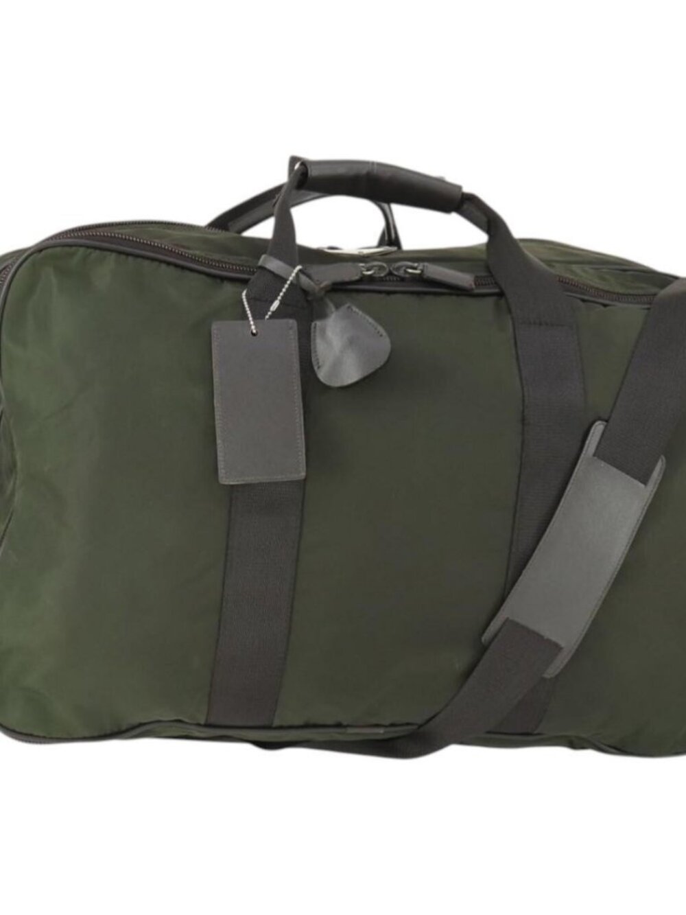 PRADA Boston Bag Nylon Green Silver Auth bs32723